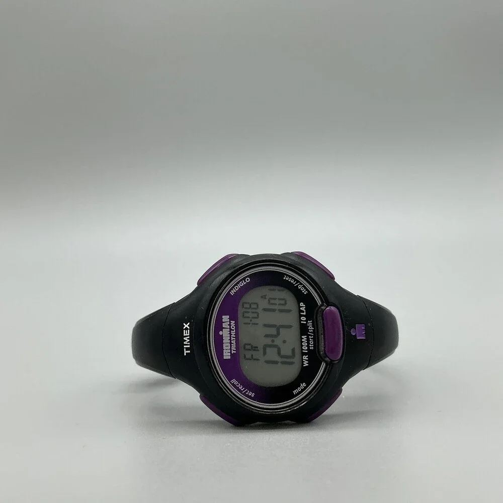 Timex Ironman Triathlon Womens Watch 34mm Black Purple T5K523 New Battery